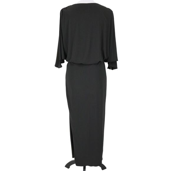 Betsy and Adam Dress Petites 2P Black Slit Sleeve Stretch Knit Rhinestones Long - Picture 2 of 16